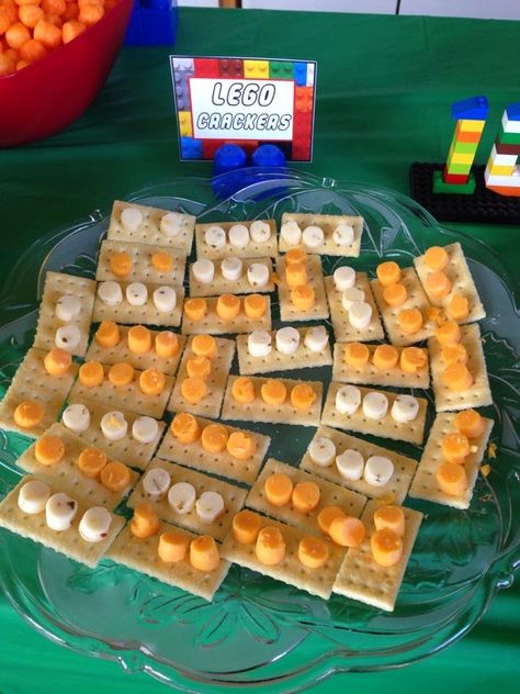 Lego Theme Snacks, Lego Themed Food Party Snacks, Lego Snacks Ideas, Lego Party Snacks, Lego Themed Food, Lego Food Ideas, Vbs Food Ideas, Lego Snacks, Lego Party Food