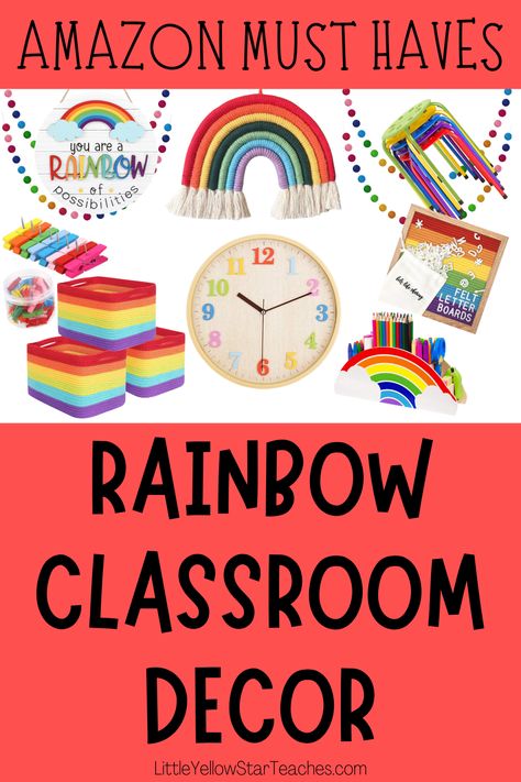 Cross the bridge to a world of creativity and learning with our handpicked Amazon collection of bright rainbow classroom decor. Inspire young minds with the enhancing beauty of rainbows adorning your classroom. From bright-themed wall art to vibrant stationery, build a colorful and engaging environment that bridges the gap between imagination and knowledge.📚 Colorful Classroom Decor Ideas, Rainbow Classroom Decor Ideas, Rainbow Preschool Theme Classroom Decor, Rainbow Kindergarten Classroom, Primary Color Classroom, Rainbow Classroom Ideas, Rainbow Boho Classroom, Rainbow Office Decor, Preschool Classroom Decor Themes Ideas