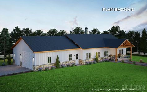 Buildmax Barndominium, Metal Building Home Kits, 40x60 Barndominium, Small Barndominium Floor Plans, Barndominium House Plans, House Plans Barndominium, Modern Farmhouse Floorplan, Plumbing Plan, Build A Farmhouse Table