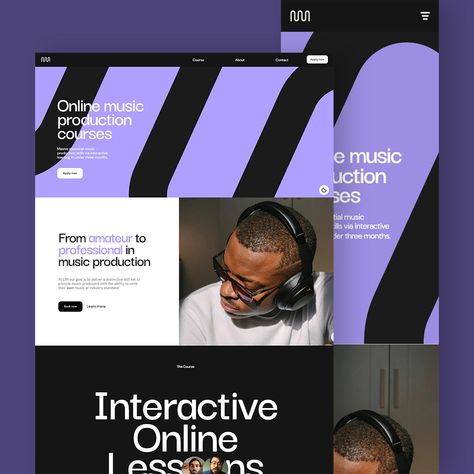 by Studio Sentempo from Italy. Featured in
Web design, Web development, Culture & Education, Institutions, Music & Sound, Angular, Core.js, jQuery, Lottie, Open Graph, Swiper.js, Webflow, About Page, Animation, App Style, Clean, Parallax, Scrolling, Sound-Audio, Typography.
---
About:
Master essential music production skills via interactive learning in under three months Pattern Website Design, Music Studio Website, Web Design Header, Webflow Animation, Product Web Page, Webflow Design, Learning Web Design, About Page Design, Web Layout Inspiration