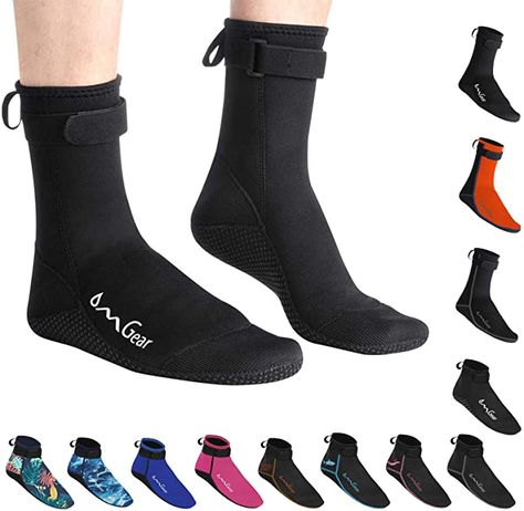 Amazon.com : Water Socks Neoprene Socks Beach Booties Shoes 3mm Glued Blind Stitched Anti-Slip Wetsuit Boots Fin Swim Socks for Water Sports Outdoor Activities (3mm high Cut/Black2, M(Men 8-9,Women 9-10)) : Sports & Outdoors Blind Stitch, Booties Shoes, Swim Shoes, Denim Patches, Hair Sticks, Shoes Booties, High Cut, Water Sports, Walk On