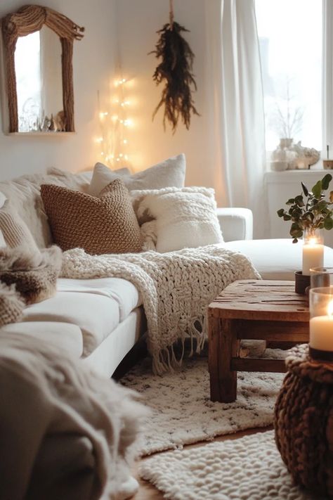 "Embrace comfort and warmth with a Cozy Hygge-Inspired Living Room! 🛋️🔥 Perfect for creating a space that’s inviting and full of comfort. 🌟�✨ #HyggeLivingRoom #CozyDecor #HomeInspiration" Hygge Studio Apartment, Cozy Shelf Decor, Clean Decorating Ideas, Hygge January, Scandinavian Hygge Living Room, Cozy Lighting Living Room, Cozy Hygge Living Room, Cosy Home Interior, Hygge Apartment