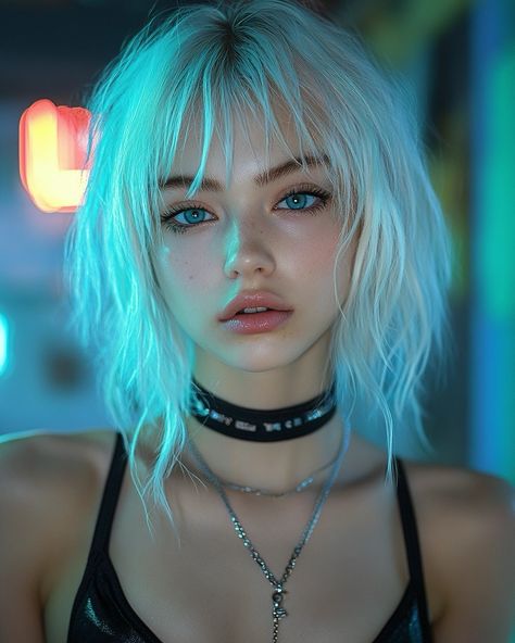 NeonVibes💖 #huegust24 @tricia_danby_aiart Artbreeder Female, Hair Growth Tablets, Hair Growth Women, Tears Art, Portrait References, Hair Dyed, Cyberpunk Girl, Girl Thinking, Goth Women