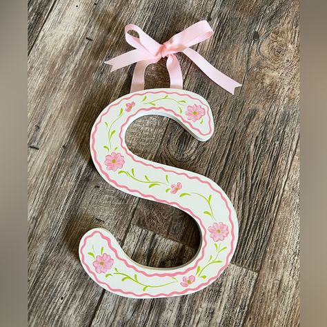 Like Brand New! Super Cute For A Baby Nursery Or Little Girls Room! Open To Reasonable Offers! Delta Zeta Letters Painted, Sorority Letters Painted Wooden Easy, Painting Letters On Wood, Vintage Girly Nursery, Painted Greek Letters Wooden, Greek Letters Decorated, Sorority Family Tree, Block Letter Canvas, Big Little Reveal Themes Sorority 2024