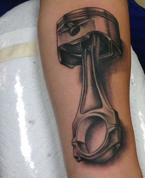 Small Piston Male Tattoo Wrench Tattoo, Piston Tattoo, Hot Rod Tattoo, Engine Tattoo, Tatuagem Masculina Pequena, Mechanic Tattoo, Tattoo Dotwork, Biker Tattoos, Biomechanical Tattoo