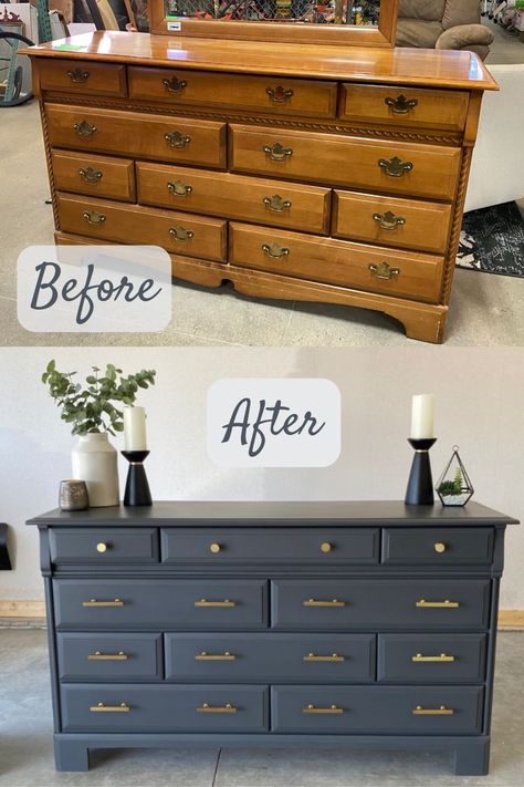 Furniture Makeover, Old Furniture Made New Redoing Old Dressers Ideas, Makeover Dresser Diy, Paint Ideas For Dressers Wood, Remodel Furniture Diy Dressers, Big Dresser Makeover, Diy Long Dresser Makeover, Re Finished Dresser, Cheap Dresser Flip, Renovating Dressers Ideas