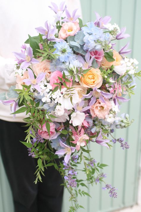 Pastel Cascade Bridal Bouquet, Pastel Rainbow Bouquet, Wildflower Cascade Bouquet, Waterfall Bouquet, Pastel Wedding Bouquet, Cascade Wedding Bouquet, Pastel Bridal Bouquet, Rainbow Bouquet, Cottagecore Wedding