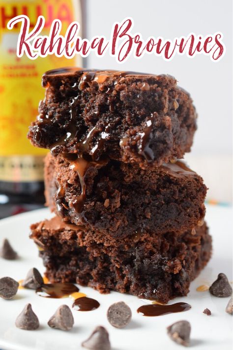 Kahlua Brownies Recipe, Boozy Brownies Easy, Kahlua Cookie Recipes, Kailua Brownies, Recipes Using Kahlua, Kahlua Dessert Recipes, Boozie Brownies, Recipes With Kahlua, Boozie Desserts