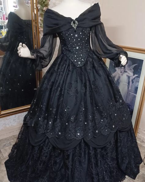 PINTEREST • Instagram Gothic Sweet 16 Dresses, Goth Ballroom Dress, Black Gothic Ball Gown, Gothic Ballroom Dress, Vampire Princess Dress, Vampire Esthetics, Black Victorian Wedding Dress, Goth Ballgown, Goth Victorian Dress