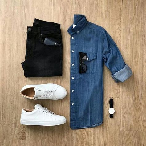 @mrjunho3 Stil Masculin, Jaket Denim, Mens Casual Dress Outfits, Outfit Grid, Herren Outfit, Mens Fashion Casual Outfits, Mens Casual Dress, Men Fashion Casual Outfits, 가을 패션