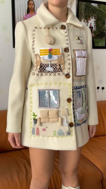 Lirika Matoshi Coat, Funky Aesthetic Outfits, Nanny Outfit, Funky Clothing, Lirika Matoshi, Embroidered Fashion, Unusual Clothes, Wearable Art Clothing, Clothes Art