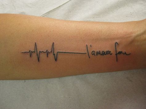 Flatline Tatuaje Ekg, Ecg Tattoo, Ekg Tattoo, Heartbeat Tattoo Design, Heartbeat Tattoo, Inner Arm Tattoo, Cool Tattoos For Guys, Tattoo Script, Waves Tattoo