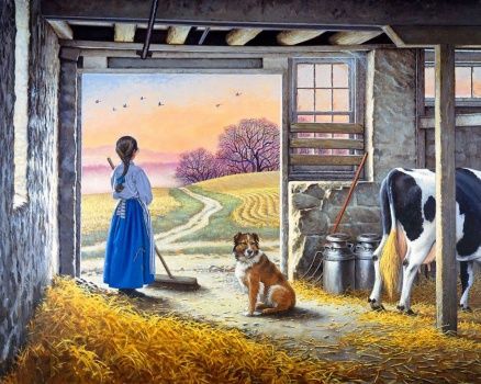 A 195 pieces jigsaw puzzle from Jigidi John Sloane Art, Marjolein Bastin, Country Kids, Farm Art, Farm Scene, Country Scenes, Thomas Kinkade, James Brown, Country Art