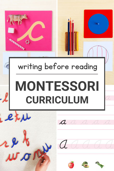 Learn why writing comes before reading when you follow Montessori methods of teaching reading for homeschool preschool and kindergarten at home. Montessori Prewriting Activities, Montessori Activities For 4 Year, Montessori Writing Activities, Montessori Curriculum 3-6, Montessori Alphabet Activities, Montessori Handwriting, Phonics Montessori, Montessori Kindergarten Activities, Language Arts Kindergarten