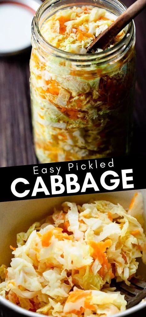 Learn how to make quick and easy pickled cabbage recipe in this informative post! Pickled cabbage can add a dash of crunch and tang to a variety of dishes, making it a wonderful condiment to have on hand in the refrigerator. Easy Pickled Cabbage Recipe, Easy Pickled Cabbage, German Pickled Cabbage, Pickled Cabbage And Onions, Pickle Cabbage Recipe, Pickled Cabbage And Carrots, Canning Pickled Cabbage Recipe, Chinese Pickled Cabbage, Korean Pickled Cabbage