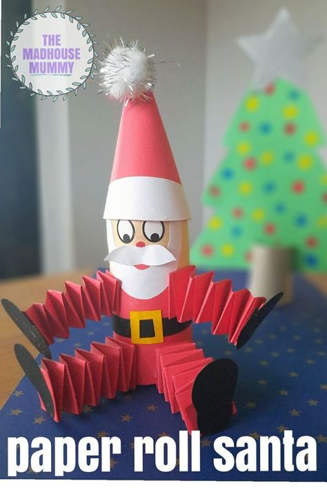 Santa Toilet Paper Roll Craft, Winter Toilet Paper Roll Crafts, Toilet Roll Santa, Kids Handmade Ornaments, Santa Paper Crafts, Santa Arts And Crafts, Toilet Roll Christmas Decorations, Toilet Paper Roll Santa, Santa Crafts For Kids