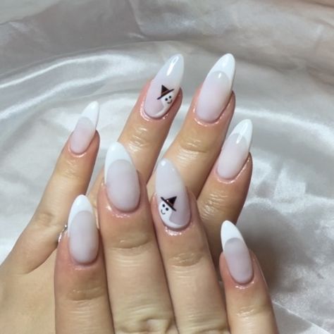 Milky white nails with white french tips. Ghost nails Milky French Nails, Milky White French, Nails With White French, Milky White Nails, White French Tips, Ghost Nails, White Almond Nails, Nails With White, Milky Nails