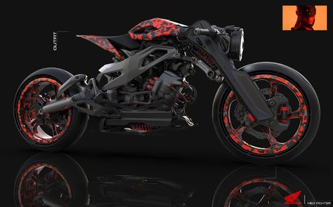 HONDA Neo Fighter on Behance Moter Bike, Ktm Lover, Sport Motorcycles, Modern Cafe Racer, Custom Paint Motorcycle, Мотоциклы Cafe Racers, Bike Sketch, Cafe Racer Style, Modern Cafe