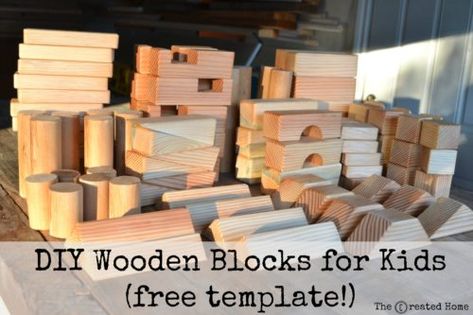 diy wooden blocks for kids free template Diy Wood Animals, Wooden Building Blocks Ideas, Diy Blocks For Kids, Diy Wooden Toys For Toddlers, Wooden Blocks For Kids, Wooden Blocks Diy, Kids Woodworking Projects, Diy Building Blocks, Blocks For Kids