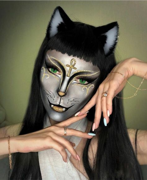 20 Cute Halloween Cat Makeup Looks - The Glossychic Lifeguard Makeup, Vanpire Makeup, Huntress Makeup, Halloween Cat Makeup, Makeup Looks For Halloween, Angelic Makeup, Mommy Halloween, Egypt Makeup, Cat Halloween Makeup