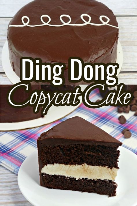 If you have been craving the classic Ding Dong cupcakes, you are going to love this Copycat Ding Dong Cake recipe. Whether you are looking for the perfect chocolate cake recipe or just want to be able to make your favorite cupcakes you remember from your childhood Ding Dong Sheet Cake Recipe, Ding Dong Sheet Cake, Ding Dong Cupcakes, Ding Dong Cake Recipe, Ding Dong Cake, Perfect Chocolate Cake, Cake Delicious, Sheet Cakes, Delicious Cream