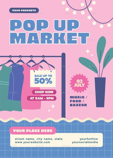 Pop Up Market Flyer Pop Up Market, Street Names, Post Ideas, Pop Up Store, Vector Illustrations, Magazine Covers, Magazine Cover, Pop Up, Lego