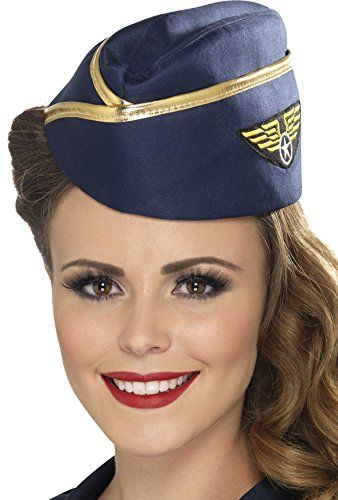 Blue & Gold Air Hostess Hat Smiffy's Army Girl Costumes, Flight Attendant Costume, Stewardess Costume, Apple Costume, Ladies Fancy Dress, Blue Costumes, Air Hostess, Halloween Hats, Fancy Dress Accessories