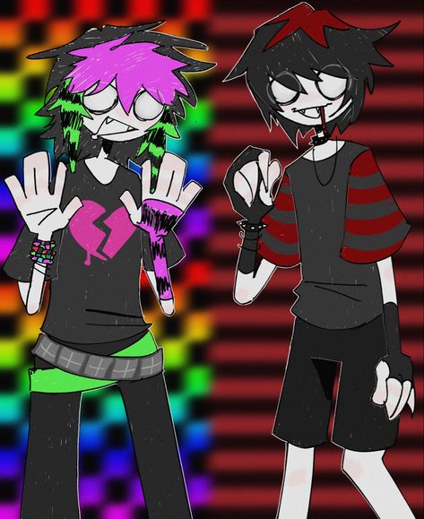 Scene Aesthetic Art, Goth And Scene Duo, Scene Couple Art, Discord Username Ideas Emo, Scene Body Base, How To Draw Scene Art Style, Scene Drawings 2000s, Emo X Scene, Scene Boy Drawing