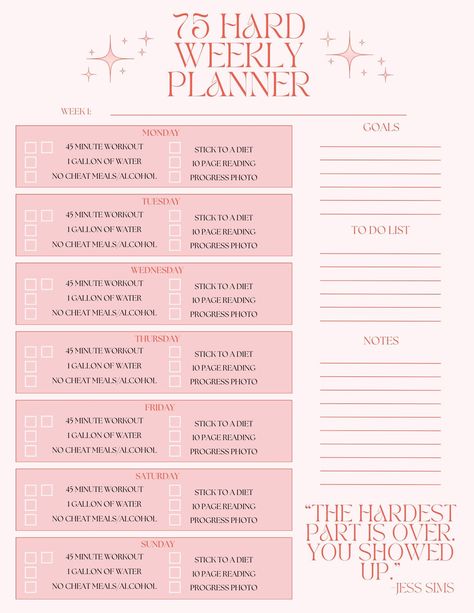 🔥 Get the full workout plan! Click the link above. 😺😻 Bullet Journal 75 Hard, 75 Hard Challenge Meal Plan, 75 Hard Meal Plan, 75 Hard Workout Ideas, 75 Hard Challenge, 45 Minute Workout, Shred Workout, Hard Challenge, Workout Template