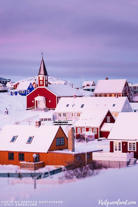 Spend December in the snow-covered capital of Greenland where Christmas warmth is guaranteed in the winter darkness. Christmas In Greenland, Nuuk Greenland, Night Anime, Christmas Getaways, Best Kept Secret, Travel Europe, Stay Night, City Break, In The Winter