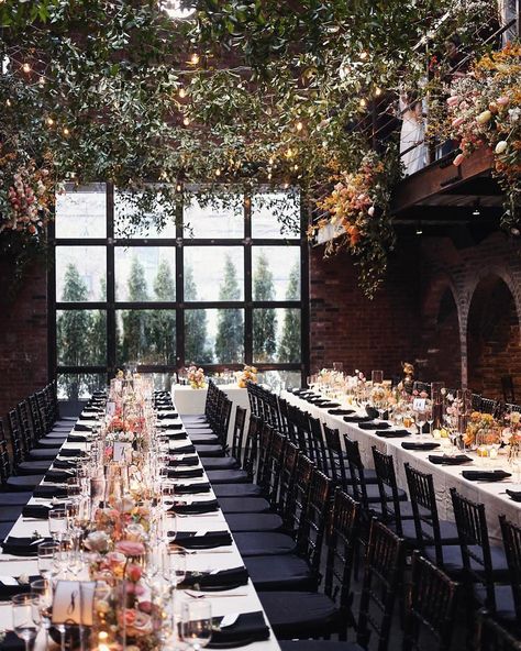 Unique Rustic Wedding, Indoor Wedding Receptions, Rustic Modern Wedding, Country Theme Wedding, Indoor Reception, Reception Dinner, Restaurant Wedding, Venue Decor, Brunch Wedding