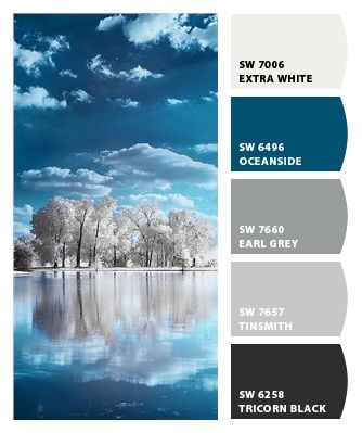 Ocean Side Sherwin Williams, Oceanside Sherwin Williams, Sherwin Williams Oceanside, Sherwin Williams Oceanside Color Palette, Ocean Inspired Color Palette, Ocean Themed Color Palettes, Behr Ocean Abyss Color Palettes, Stormy Sea Color Palette, Stormy Ocean Color Palette