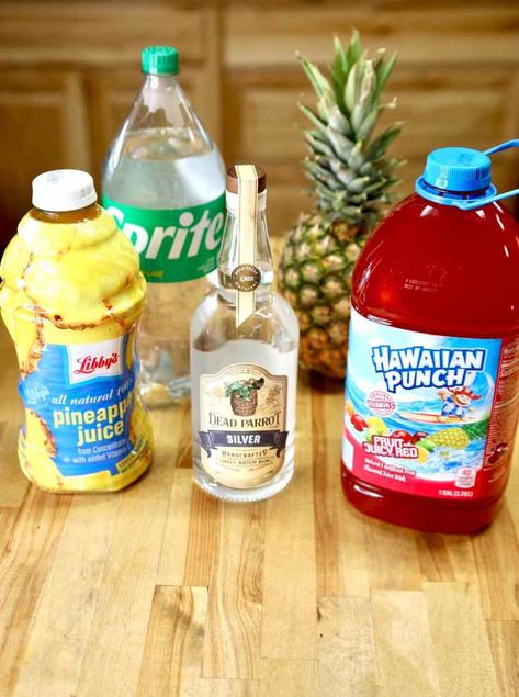 Rum And Vodka Punch Recipes, Big Punch Bowl Parties, Retirement Party Punch Recipes, Hawian Punch Alcohol Drinks, Party Punch Ideas Alcoholic, Rum Punch Pitcher Recipe, Pool Party Punch Alcohol, Mixed Drinks By The Gallon Recipe, Pitcher Drinks Alcohol Party Punches