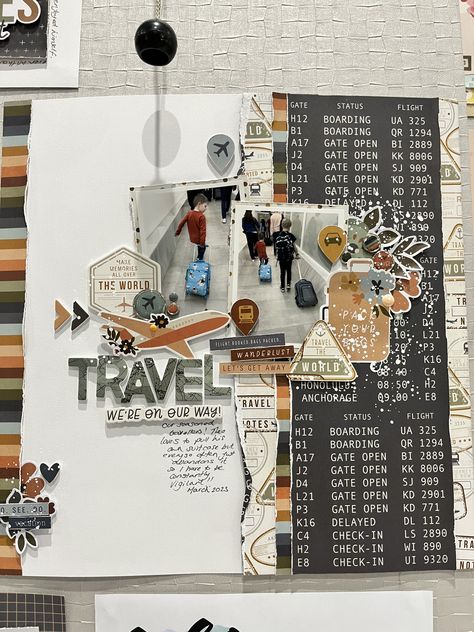 Map Scrapbook Ideas, Travel Layout, Travel Scrapbook Layouts, Travel Scrapbooking Ideas Layout, Page Maps Scrapbooking, Travel Scrapbooking Ideas, Road Trip Scrapbook Layout, Scrapbooking Vacation, Roller Coaster Scrapbook Layout