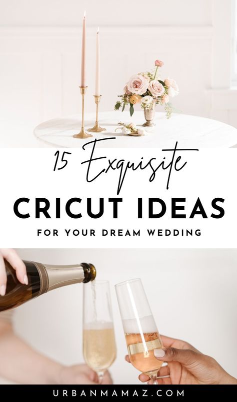 Looking for exquisite Cricut ideas for your dream wedding? Check out these 15 insanely gorgeous Cricut wedding ideas we love the most. Cricut Guest Book Diy Wedding, Wedding Cricut Projects Decor, Cricket Wedding Signs, Wedding Place Cards Cricut, Cricut Maker Wedding Projects, Crichton Wedding Ideas, Cricket Projects Wedding, Cricut Ideas For Wedding, Diy Wedding Cricut Projects