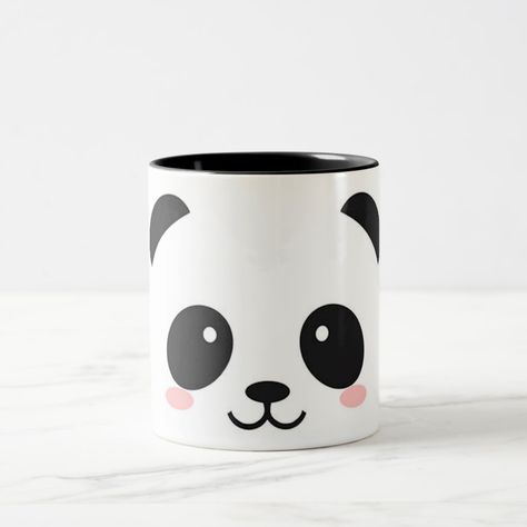 Cute Happy Face Panda Design Panda Bottle Painting, Plant Pot Aesthetic, Beautiful Painting Ideas, Pot Aesthetic, Panda Black And White, Aesthetic Crafts, Panda Mug, Plastic Bottle Planter, Planters Diy