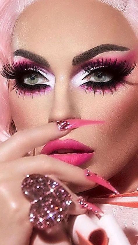 Drag Makeup For Women, Dragqueens Makeup, Drag Costume, Burlesque Makeup, Drag Ideas, Lips Nails, Redding California, Disco Queen, Drag Make-up