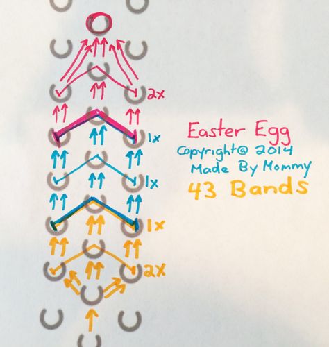 eggchart Rainbow Loom Creations Step By Step, Loom Band Patterns Instructions, Diy Loom, Loom Bands Tutorial, Loom Band Patterns, Rainbow Loom Bracelets Easy, Fun Loom, Rainbow Loom Rubber Bands, Rubber Band Crafts