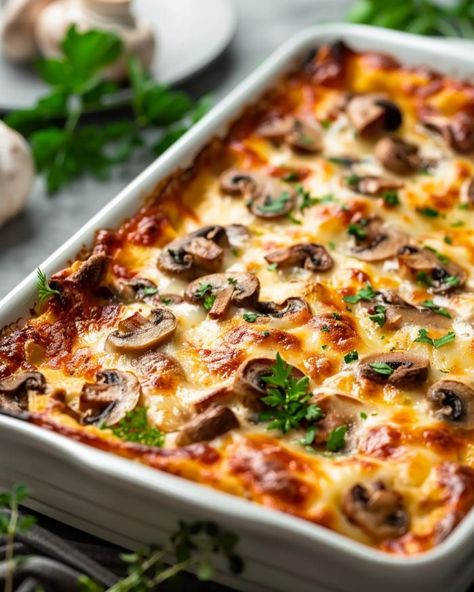 Casserole Dinners, Mushroom Side Dishes, Mushroom Casserole, Baked Mushrooms, Veggie Casserole, Recipes Potato, Mushroom Dish, Easy Casserole Recipes, Veggie Dishes