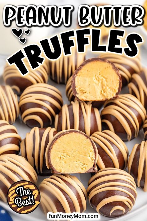 These delicious Peanut Butter Truffles have a sweet and velvety peanut butter filling with a decadent dark chocolate coating. Easy, elegant, and incredibly delicious, it's a no bake dessert that's perfect for any occasion. Peanut Butter Bonbons, Cheesecake Truffles No Bake, Easy Truffle Recipes 3 Ingredients, Peanut Butter Truffles Easy, Chocolate Dessert Bites, Peanut Butter Truffles No Bake, Little Debbie Truffles, Truffle Filling Recipes, No Bake Truffles Easy