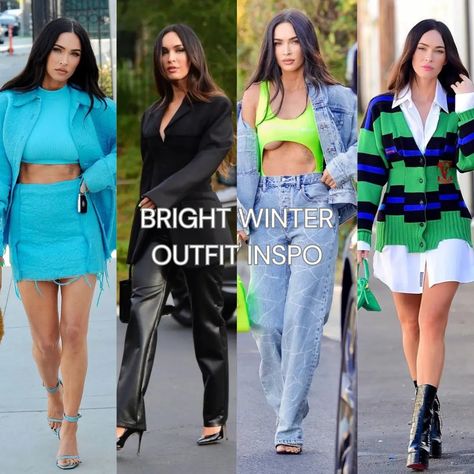 Bright Winter color analysis identifies a vivid palette for those with cool undertones and high contrast features. Best colors include true red, icy blue, and fuchsia. Bright Winters are rare and stand out with striking eyes, dark hair, and porcelain skin. Celebrities like Taylor Swift exemplify this palette. Bright Winter Wardrobe, Bright Winter Celebrities, Clear Winter Outfits, Bright Winter Color Palette Outfits, Winter Color Palette Clothes, Cool Winter Color Palette Outfits, Clear Winter Color Palette, Bright Winter Palette, Winter Color Analysis