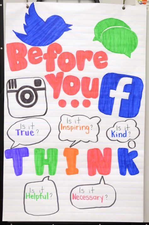 Remember to take a moment to think before you post. Slogan About Social Media, Think Before You Click Slogan, Think Before You Click Poster, Think Before You Click, Think Before You Click Poster Slogan, Think Before You Click Poster Ideas, Netiquette Poster, Think Before You Click Poster Drawing, Responsible Use Of Social Media Poster