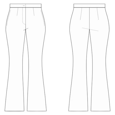 High Waist Flared Pants - Sewing Pattern #S2007. Made-to-measure sewing pattern from Lekala with free online download. Waist Drawing, Pants Pattern Free, Clothing Templates, Apparel Design Inspiration, Pants Sewing, Flare Legging, Fashion Drawings, Flat Sketches, Pants Sewing Pattern