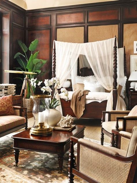 www.eyefordesignlfd.blogspot.com Tropical British Colonial Interiors Tropical British Colonial Interiors, British Colonial Bedroom, British Colonial Interiors, West Indies Decor, Tropical British Colonial, Colonial Style Interior, Colonial Bedroom, British Colonial Decor, Tropical Interior