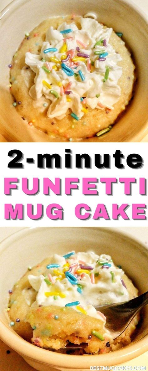 Funfetti Mug Cake for When You Need Cake STAT - Best Mug Cakes Funfetti Cake From Scratch, Single Serving Cookie Dough, Confetti Mug Cake, Microwave Banana Bread, Funfetti Mug Cake, Homemade Funfetti Cake, Microwave Desserts, Desserts Easter, Paleo Mug Cake