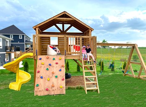 Clubhouse Plan, Playset Plans, Outside Playground, Swing Set Plans, Ship Ladder, Swing Set Diy, Clubhouse Design, Outdoor Play Structures, Kids Backyard Playground