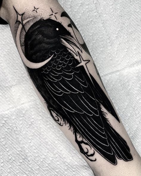 Raven Tattoo | Tattoo Ideas and Inspiration Raven Half Sleeve Tattoo, Arm Cover Up Tattoos, Rip Tattoos For Mom, Forearm Cover Up Tattoos, Cover Up Tattoos For Men, Tatuaje Cover Up, Cover Up Tattoos For Women, Gothic Tattoos, Wrist Tattoo Cover Up