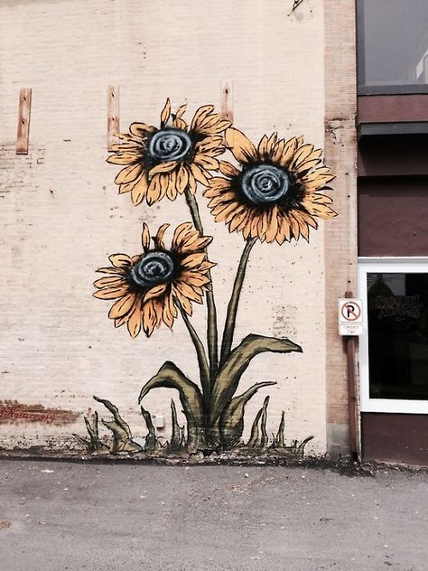 Wildflower art city flowers art street painting brick wall urban Urbane Kunst, Street Mural, Flowers Painted, Mural Wall, Murals Street Art, Art Street, Painting Flowers, Art Graffiti, Graffiti Wall