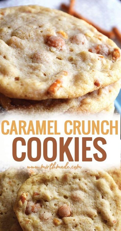 Caramel Crunch Cookies, Christmas Cookies Recipes Easy, Caramel Pretzel Cookies, Caramel Cookies Recipes, Crunch Cookies, Christmas Cookies Recipes, Pretzel Cookies, Caramel Bits, Caramel Pretzels