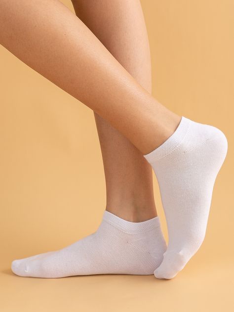 White    Cotton Plain Ankle Socks    Women Socks & Hosiery Heels And Socks, Trending Heels, Chubby Fashion, Fashion Terms, No Shoes, Sock Outfits, Foot Socks, Ankle Socks Women, Socks And Heels